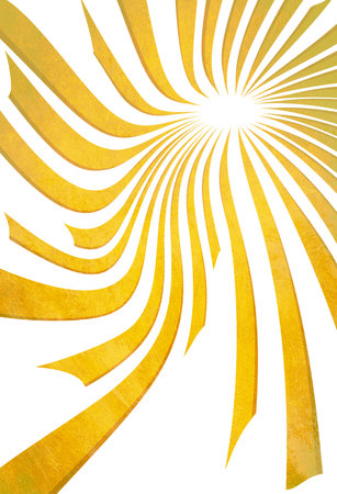 bright yellow swirling rays on a white backgroundの写真素材