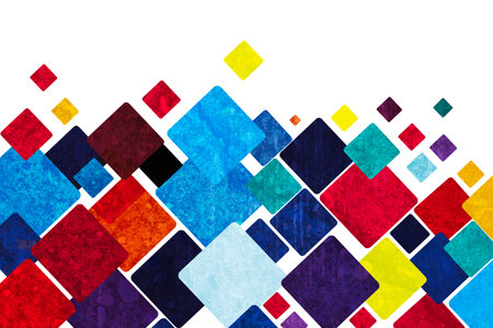abstract background of multi colored squares on a white backgroundの写真素材