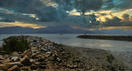 View from Port Hinchinbrook which is located just south of Cardwell.の写真素材