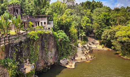 Paronella Park is a heritage-listed tourist attraction located at Mena Creek, Queensland, Australiaの写真素材