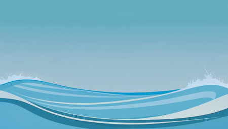 Soft waves under a clear blue sky with room for text. Generative AIの写真素材