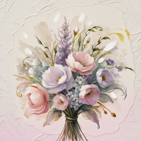Water color of Tropical spring flora flowers, bouquet for wedding thank you cardの写真素材