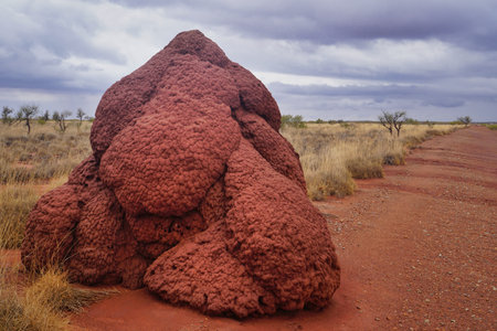 A photograph capturing a massive termite nest located on Onslow Road in Western Australia.の写真素材