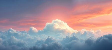 Blue and orange sunset sky with a large clouds to be used as background. AI Generatedの写真素材