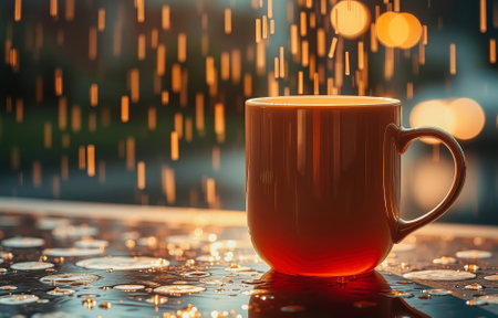One Coffee mug on a bright abstract background.AI Generatedの写真素材