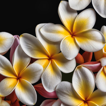 Frangipani(plumeria) flower. Frangipani flower on black background. AI Generatedの写真素材