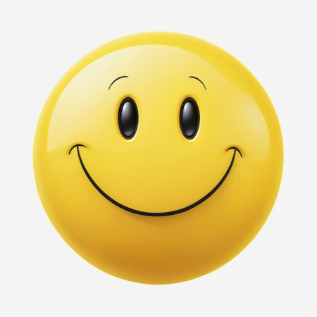 yellow smiley face with a wide grin symbolizes joy and optimism.の写真素材