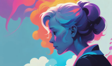 Silhouette conveys a sense of sadness and loss, Exploring the emotions of a mind in turmoil Generative AIの写真素材