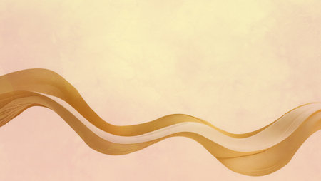 A minimalist portrayal of elegantly flowing shapes in soft gold tones, conveying a sense of refinement and grace in contemporary abstract design. AI Generatedの写真素材