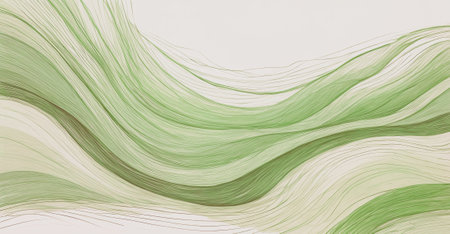 abstract of green pencil lines on a white background as a wallpaper or background. AI Generatedの写真素材