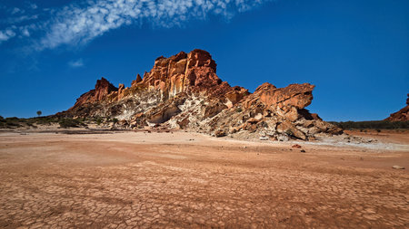 Rainbow Valley's colored rocks made up of sandstone bluffs and cliffs. They are part of the James...