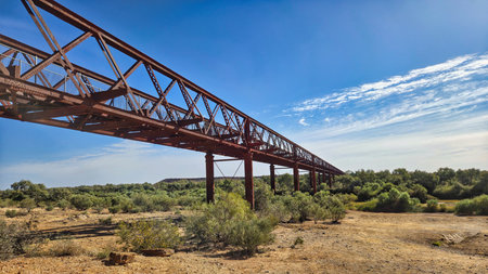 The Great Northern Railway Algebuckina Bridge now the old Ghan railway bridge.Located on the Oodnadatta Track , was constructed 1892.の写真素材