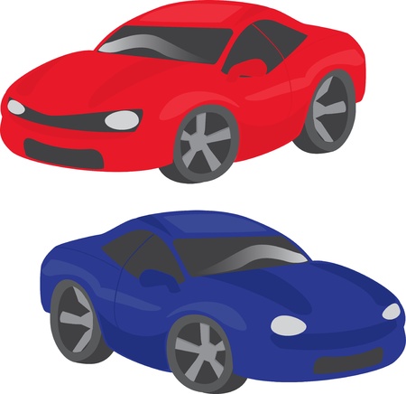 Set of two cartoon cars isolated on white backgroundのイラスト素材