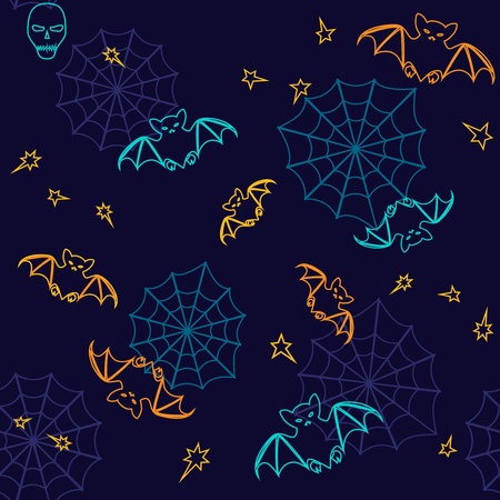 Halloween seamless background with bats and webのイラスト素材