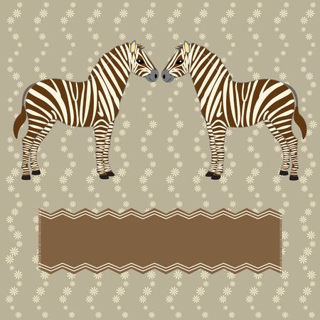 Vector zebra card with flower stripes patternのイラスト素材