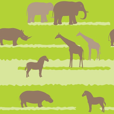 Seamless pattern with african animals silhouettesのイラスト素材