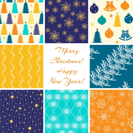 Collection of 8 seamless Christmas patternsのイラスト素材