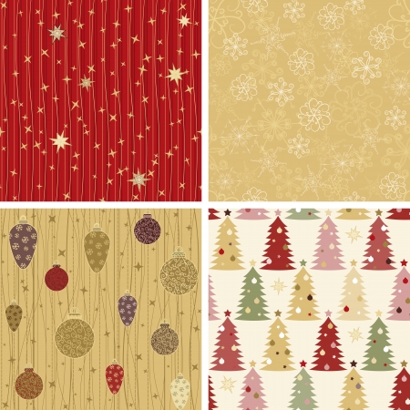 Collection of 4 seamless Christmas patternsのイラスト素材
