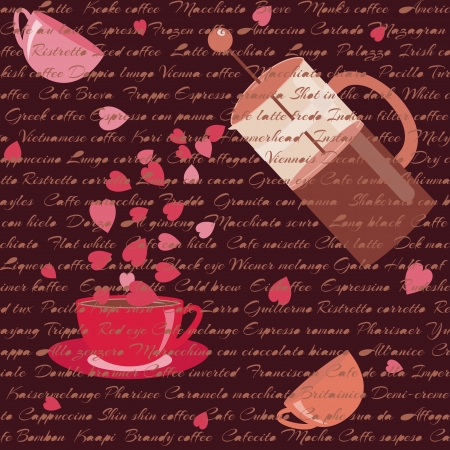 Romantic card with coffee, hearts and textのイラスト素材