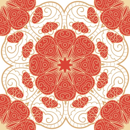 Lace hand drawn seamless pattern with circle ornamentのイラスト素材