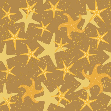Seamless pattern with golden sea stars over brownのイラスト素材