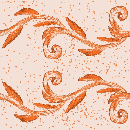 Seamless vector pattern with brush painted branches