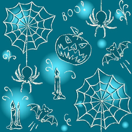Hand drawn Halloween seamless patternのイラスト素材