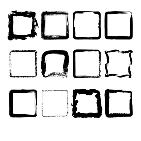 Set of hand drawn grunge square framesのイラスト素材