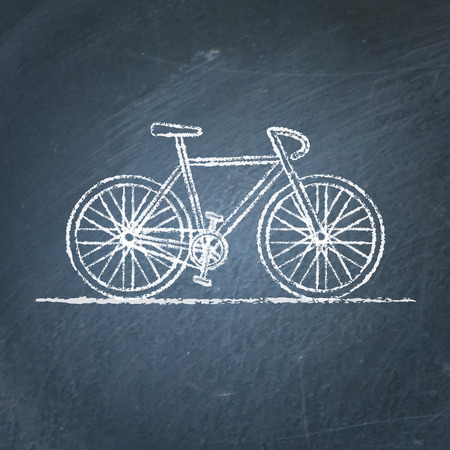 Vector chalk sketch of bicycle on blackboardのイラスト素材