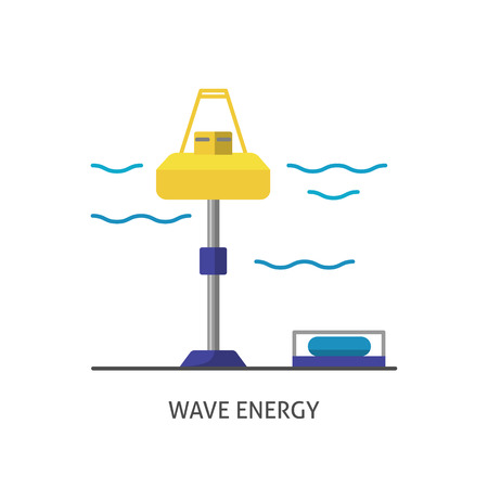 Wave energy station icon in flat style.のイラスト素材