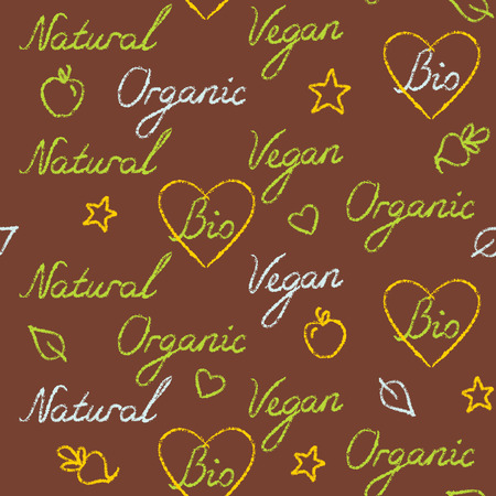 Seamless pattern with handwritten organic text illustration.のイラスト素材