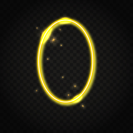 Neon yellow oval frame with space for textのイラスト素材
