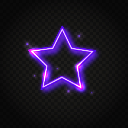 Neon purple star frame with space for text. Abstract electric light background.のイラスト素材