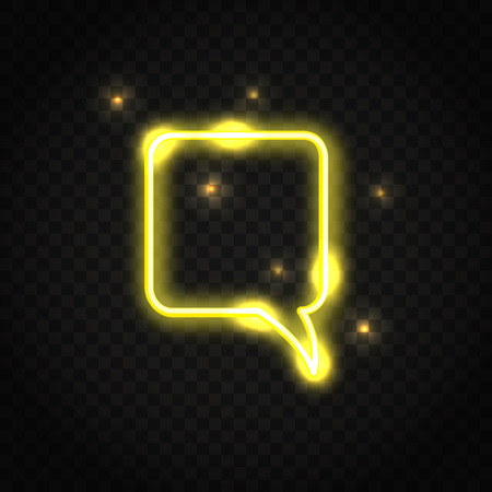 Neon yellow square speech bubble with space for textのイラスト素材