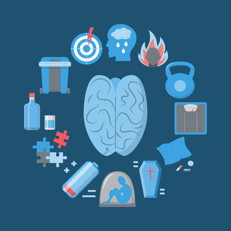 Depression symptoms banner template in flat styleのイラスト素材