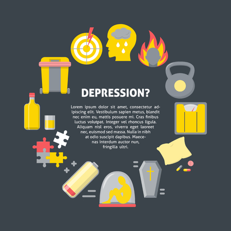 Depression symptoms banner template in flat styleのイラスト素材