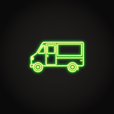 Step van truck neon icon in line styleのイラスト素材