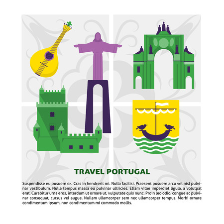 Travel Portugal concept banner template in flat styleのイラスト素材