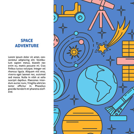 Space elements background in line style with place for textのイラスト素材