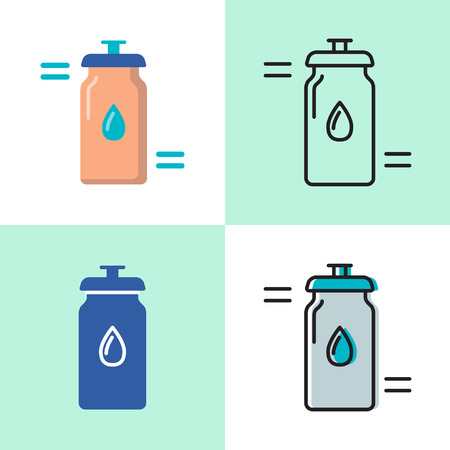 Sport water bottle icon set in flat and line stylesのイラスト素材