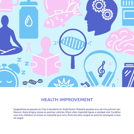Health improvement concept background in flat style with place for textのイラスト素材
