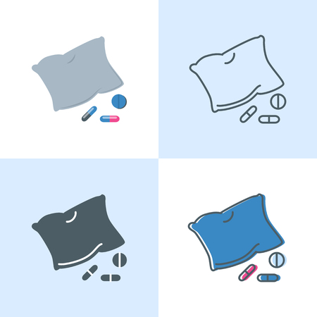 Insomnia concept icon set in flat and line stylesのイラスト素材