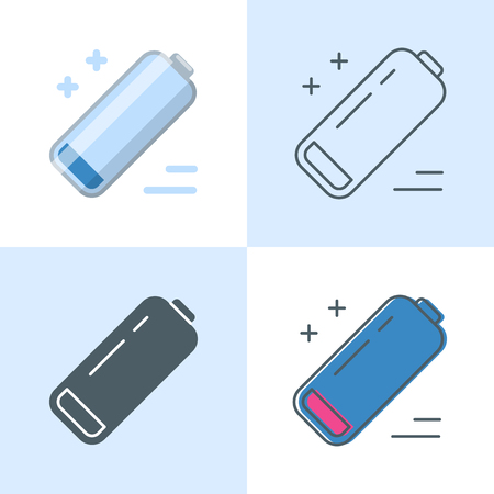 Low battery icon set in flat and line styleのイラスト素材