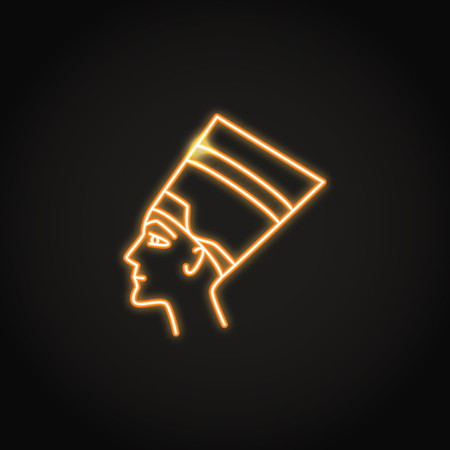 Nefertiti queen icon in glowing neon styleのイラスト素材
