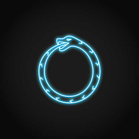 Ouroboros snake icon in glowing neon styleのイラスト素材