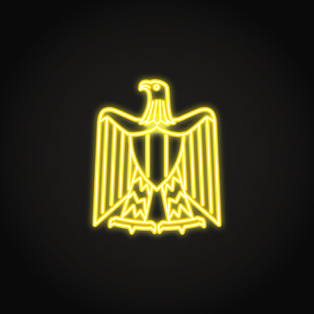 Egyptian eagle icon in glowing neon style. National country emblem symbol. Vector illustration.のイラスト素材