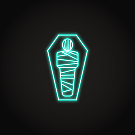 Egyptian mummy icon in glowing neon styleのイラスト素材