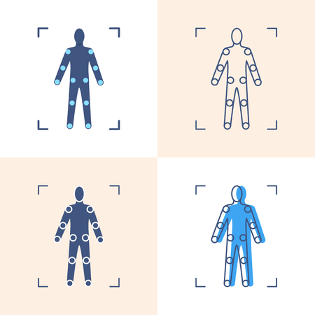 Movement tracking icon set in flat and line styleのイラスト素材