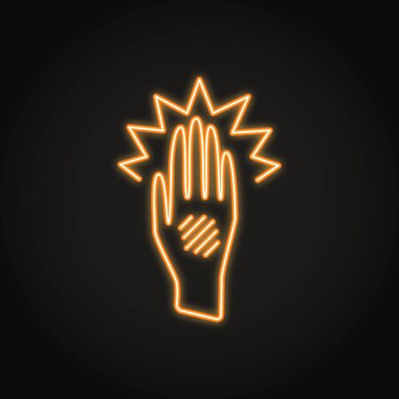 Eczema hand icon in neon line styleのイラスト素材