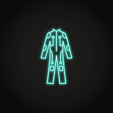 Bright cybersuit icon in glowing neon styleのイラスト素材